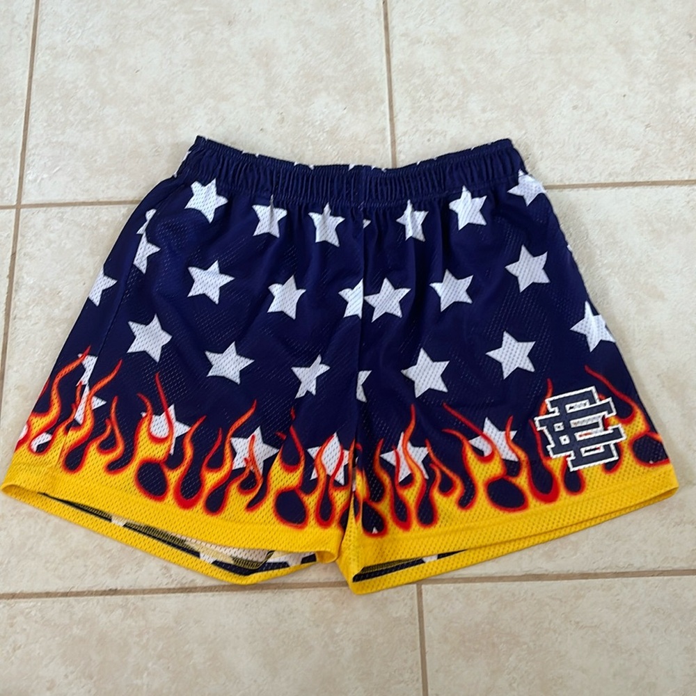 eric emanuel shorts blue flame